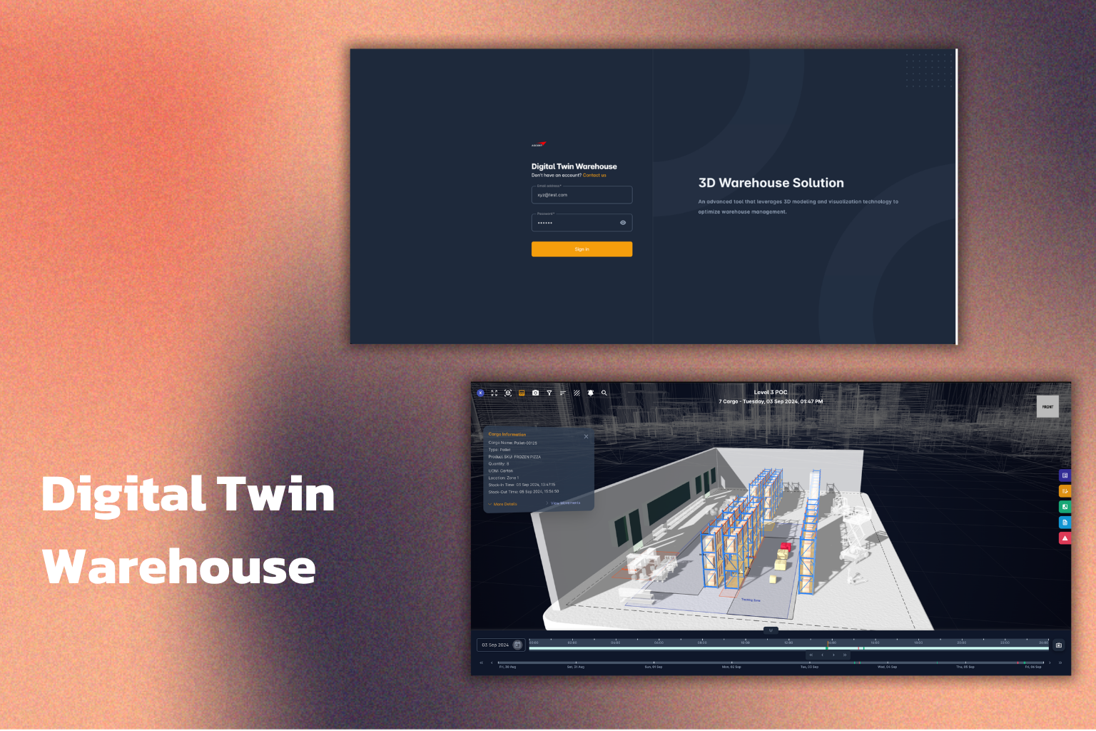 3D Digital Twin Warehouse Tracking System